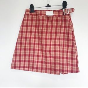 Brandy Melville orange checkered Emerson skirt